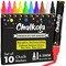 Chalk Markers for Blackboard, Chalkboard, Window, Bistro, Car Glass, Board, Wall Calendar (10 Pack, 6mm Reversible Tip) - Wet Wipe Erasable Liquid Chalk Pens | Chalkboard Markers Erasable